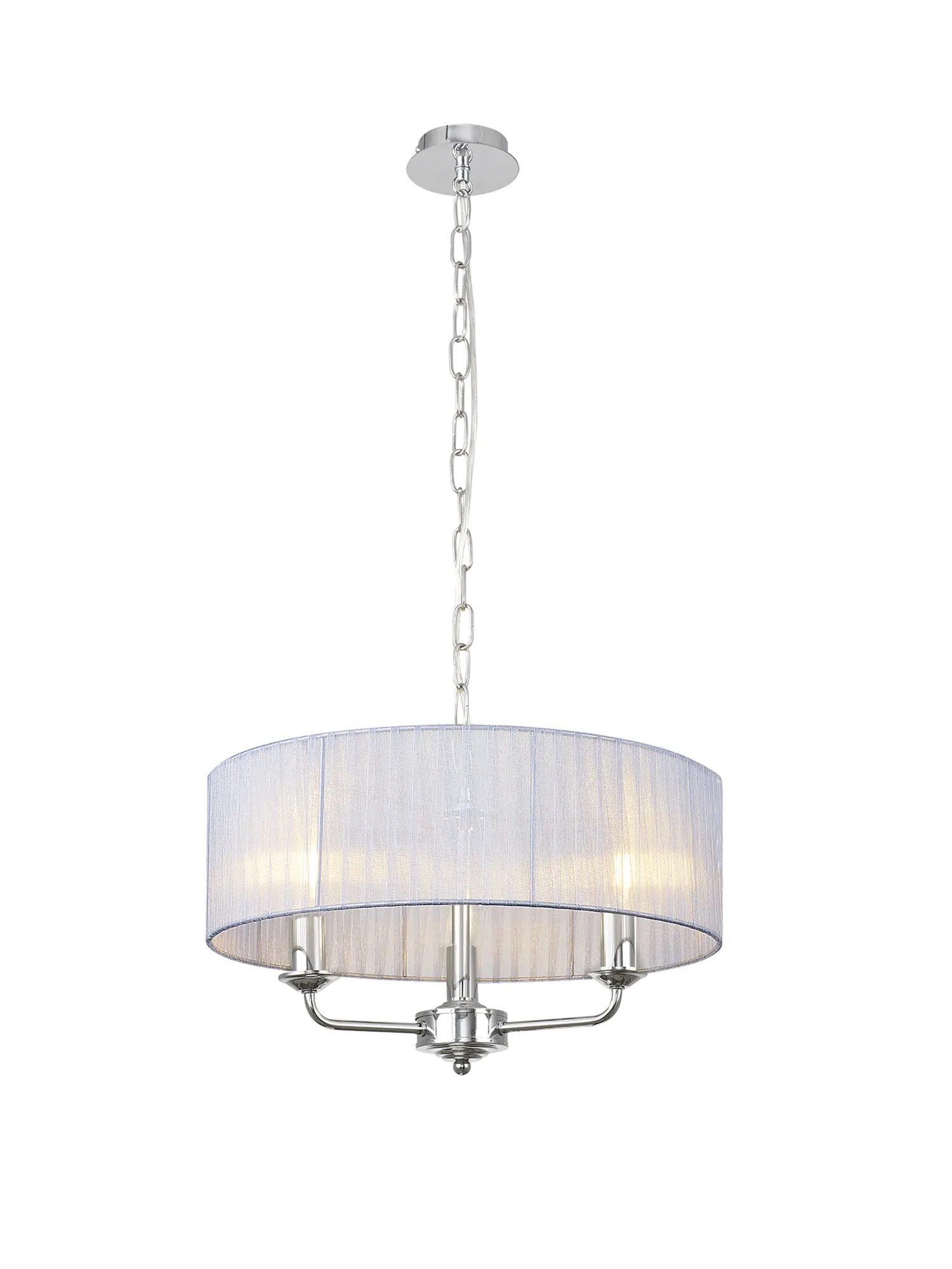 Banyan 45cm 3 Light Pendant Polished Chrome; Grey